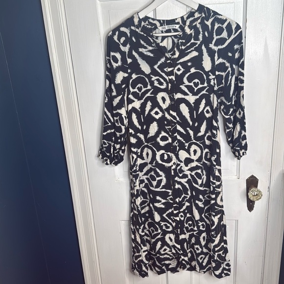 Zara Graphic Button-front Midi Dress W-994 Size XS - Picture 3 of 8